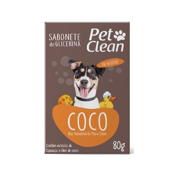 Imagem de Sabonete Glicerina Pet Clean Coco Para Cães E Gatos 80g