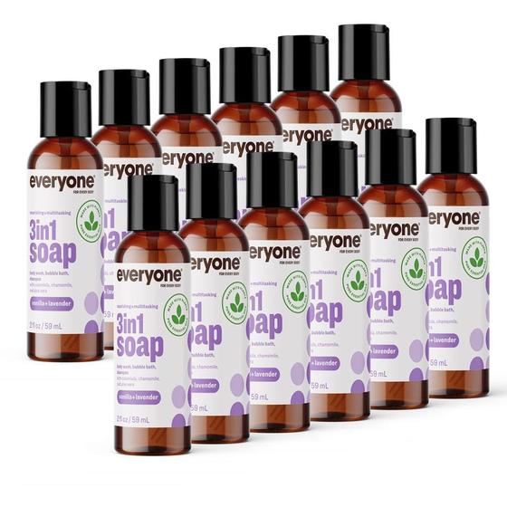 Imagem de Sabonete líquido, banho de espuma, shampoo Everyone 3 em 1 60 mL x 12