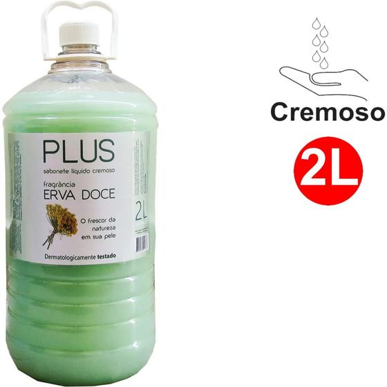 Sabonete Líquido Cremoso Erva Doce Plus Galão c/ 2 Litros Menor preço em Sabonete Líquido Cremoso Erva Doce Plus Galão c/ 2 Litros