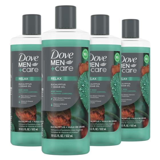 Imagem de Sabonete líquido Dove Men+Care, óleo de eucalipto e cedro, 532 ml, pacote com 4