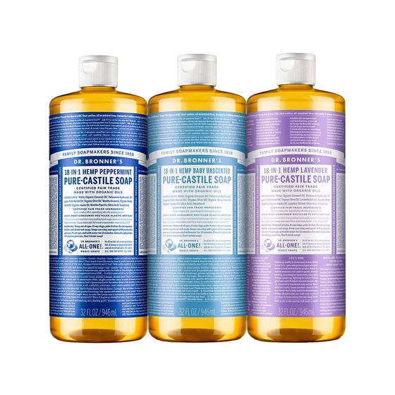 Imagem de Sabonete Líquido Dr. Bronner's Pure-Castile (946ml) - Kit com 3 Unidades