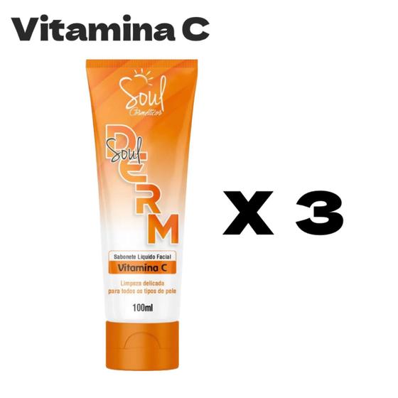 Imagem de Sabonete Liquido Facial Derm Soul, Rosa Mosqueta, Vitamina C e Pré-Pós Make