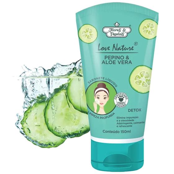 Imagem de Sabonete liquido  facial pepino aloe 150ml flores e vegetais