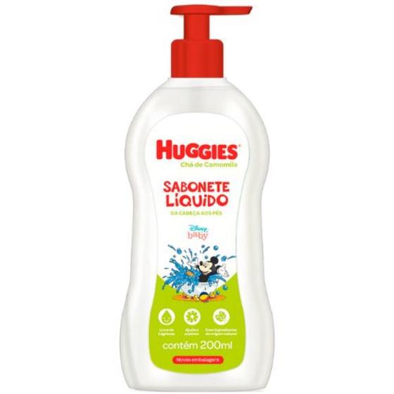 Sabonete Líquido Infantil Huggies Chá de Camomila 200ml - kimberly Imagem de Sabonete Líquido Infantil Huggies Chá de Camomila 200ml