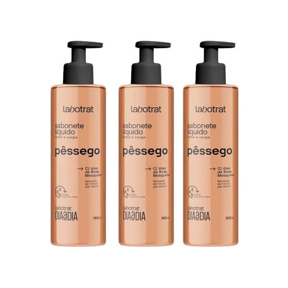Imagem de Sabonete Liquido Labotrat 190Ml Pessego - Kit Com 3Un