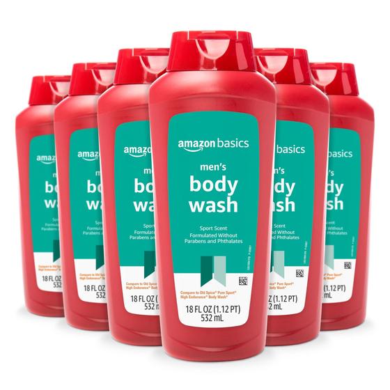 Imagem de Sabonete líquido masculino Amazon Basics Sport Scent 540 ml, pacote com 6