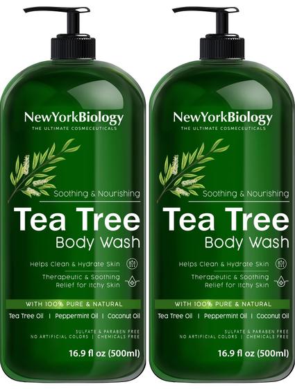 Imagem de Sabonete líquido New York Biology Tea Tree 500 ml para homens e mulheres, pacote com 2