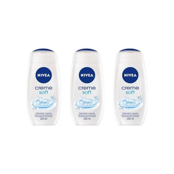 Imagem de Sabonete Liquido Nivea 250Ml Creme Soft - Kit C/3Un