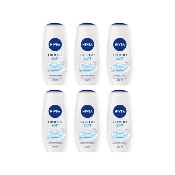 Imagem de Sabonete Liquido Nivea 250Ml Creme Soft - Kit C/6Un