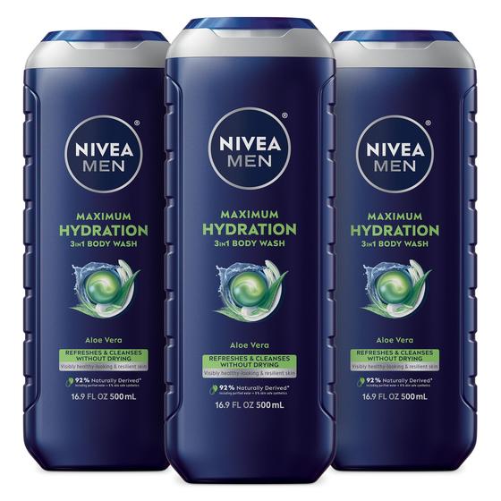 Imagem de Sabonete Líquido Nivea Men Maximum Hydration com Aloe Vera - 500ml (Pack com 3)