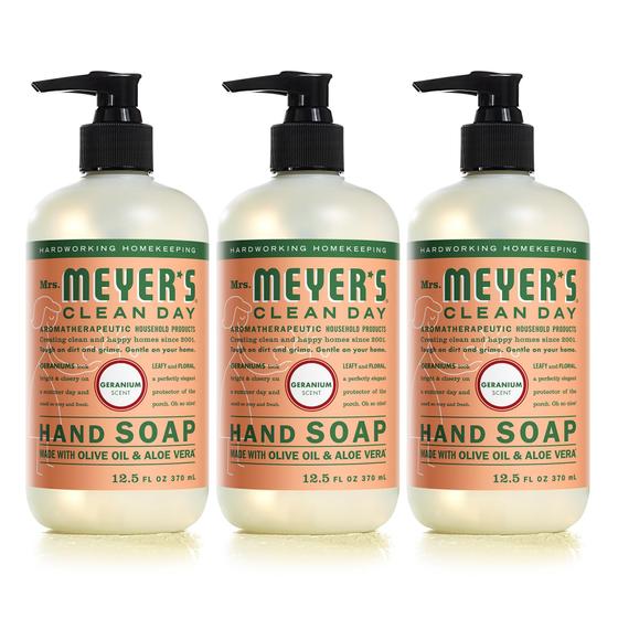 Imagem de Sabonete Líquido para Mãos Mrs. Meyer's Clean Day Gerânio - 370ml (Pacote com 3)