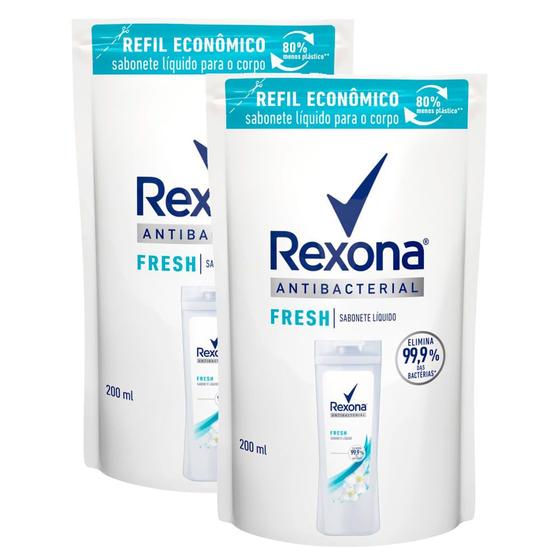 Imagem de Sabonete Líquido Rexona Antibacterial Fresh Refil com 200ml  Kit com duas unidades