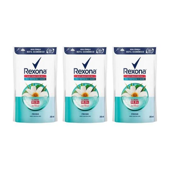 Imagem de Sabonete Liquido Rexona Refil 200Ml Fresh - Kit Com 3Un