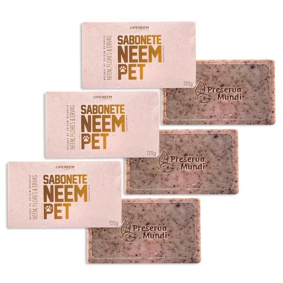 Imagem de Sabonete Neem Pet 120Gr Para Cães E Gatos Openeem - 3 Unid.