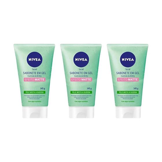 Imagem de Sabonete Nivea Facial 145G Gel Controle Brilho - Kit Com 3Un