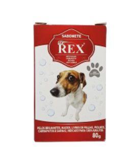 Imagem de Sabonete REX 80g Anti Pulgas Carrapatos Piolhos Sarnas Para Cachorros Pet Cães
