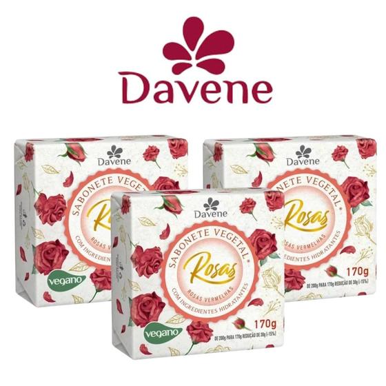 Sabonete rosas vegetal vegano 170g - Davene - Diversas Fragrâncias Menor preço em Sabonete rosas vegetal vegano 170g - Davene - Diversas Fragrâncias
