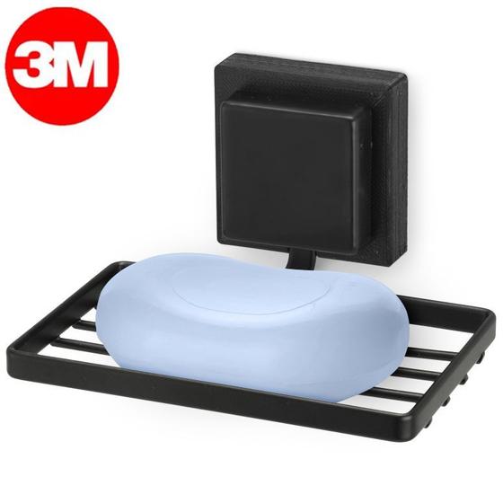 Imagem de Saboneteira de Parede Banheiro Suporte Sem Furo 3M Preto