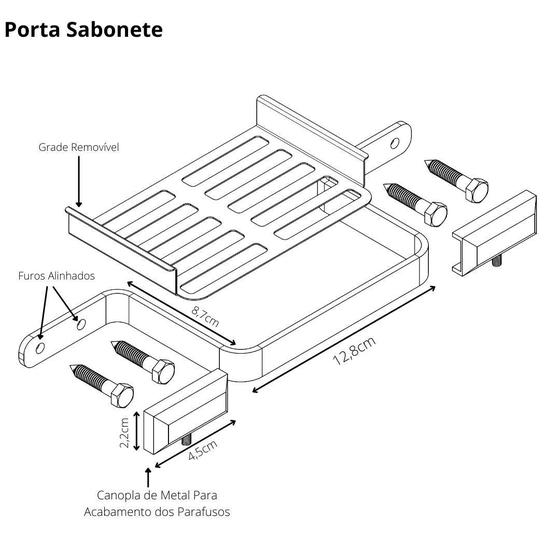 Imagem de Saboneteira De Parede Para Banheiro Cromado Preto Empire