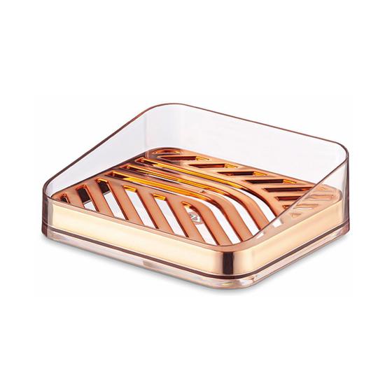 Imagem de Saboneteira Porta Sabonete Acessório De Pia Banheiro Slim Cobre Rose Gold - UZ547 Uz