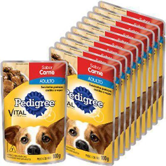 Imagem de Sachê da Pedigree Carne Ao Molho Ad 100gr kit com 10 unidades