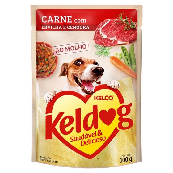 Imagem de Sachê de Ração Úmida Keldog Carne com Ervilha e Cenoura 100g