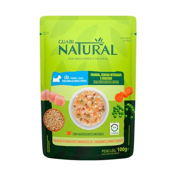 Imagem de Sachê De Ração Úmida Para Cão Sabor Frango Cereais Integrais E Vegetais 100g Guabi Natural