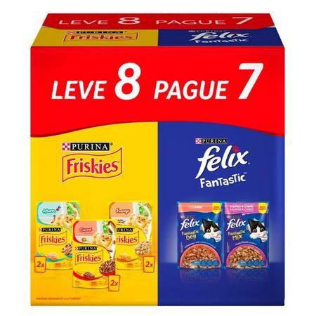 Sachê Friskies/Felix Gatos Adultos Combo 8x85g Menor preço em Sachê Friskies/Felix Gatos Adultos Combo 8x85g