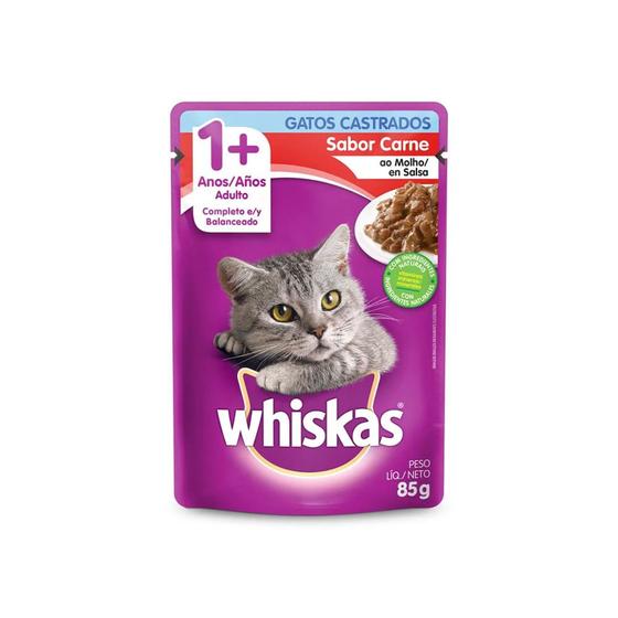 Imagem de Sachê Gatos Castrados Carne 85g - Whiskas