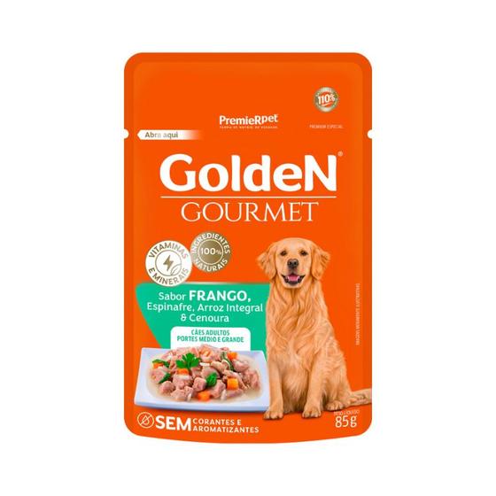 Imagem de Sachê Golden Gourmet Para Cães Adultos Porte Médio e Grande Sabor Frango - 85g