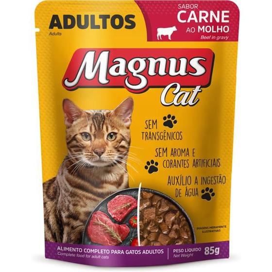 Sache magnus gato adulto sabor carne 85g Menor preço em Sache magnus gato adulto sabor carne 85g