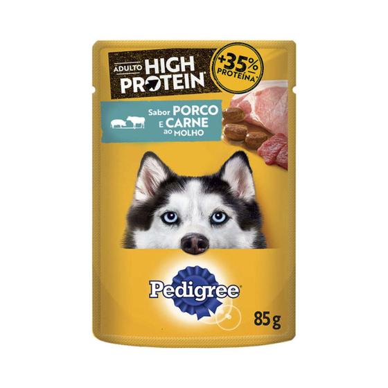 Imagem de Sachê Pedigree High Protein Porco e Carne Cães Adultos 85g