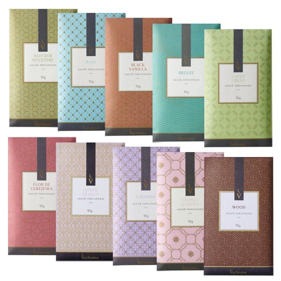 Imagem de Sachê Perfumado 10g Via Aroma Kit Com 10 Fragrâncias