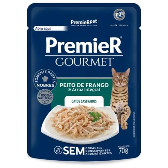 Imagem de Sache Premier Gourmet Gato Castrado Peito de Frango e Arroz Integral 70g