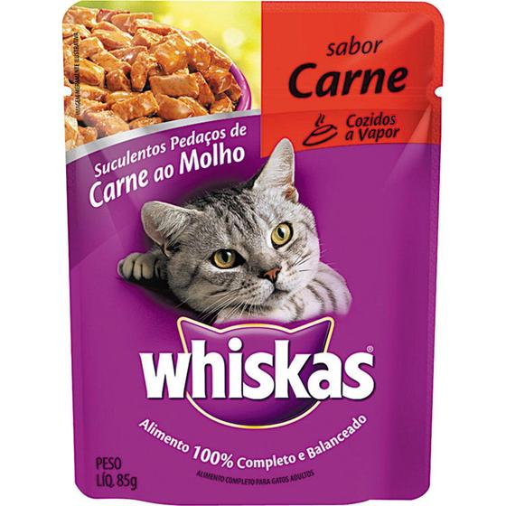 Imagem de Sachê Ração Molhada Whiskas Adulto 85g Carne - Whiskas