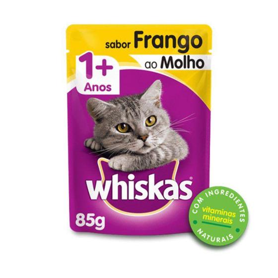 Imagem de Sache Whiskas 1+ Adulto Frango ao Molho 85g Kit 20 Und