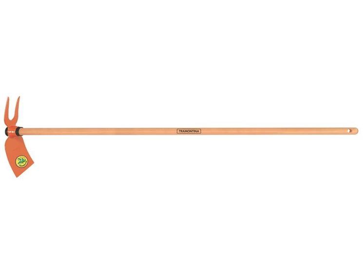 Imagem de Sacho enxadinha metalico duas pontas cabo longo de madeira tramontina