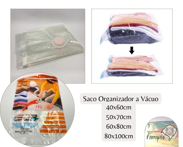 Imagem de Saco a Vácuo 50x70cm Organizador de Roupas Cobertas