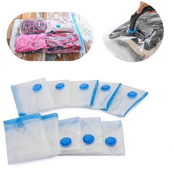 Saco à Vácuo Organizador para Edredom Cobertor e Casaco 50 x 60cm Kit com 10 e Bomba Menor preço em Saco à Vácuo Organizador para Edredom Cobertor e Casaco 50 x 60cm Kit com 10 e Bomba