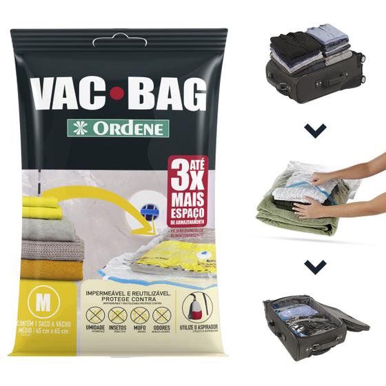 Imagem de Saco a Vácuo Plástico Embalagem Vac-Bag Médio 45cm x 65cm