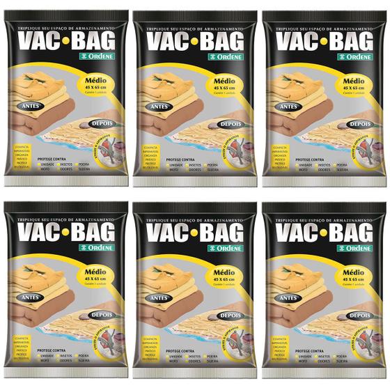 Imagem de Saco À Vácuo Vac Bag Ordene Médio 45X65Cm Original Kit 6 Pc