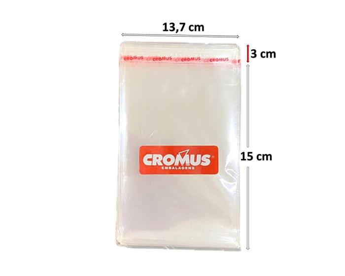 Imagem de Saco Adesivado 13,7X15 Transparente Cromus Com 100 Unidades