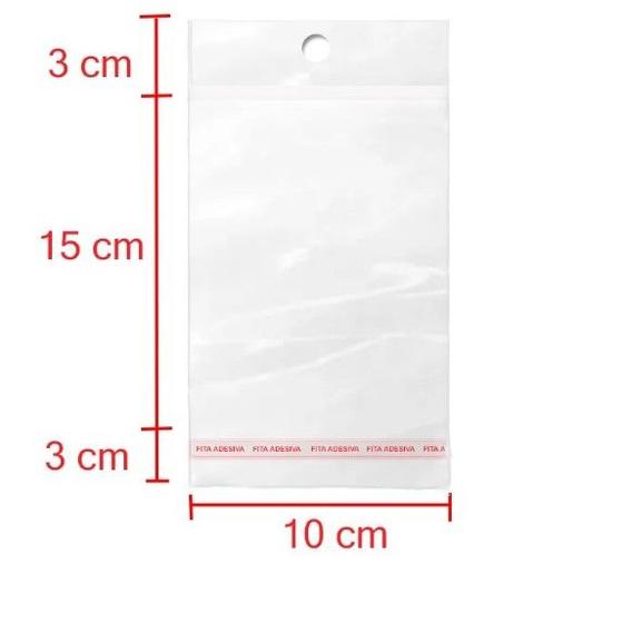 Imagem de Saco Adesivado com Solapa e Furo 10x15+3 BOPP - Transparente