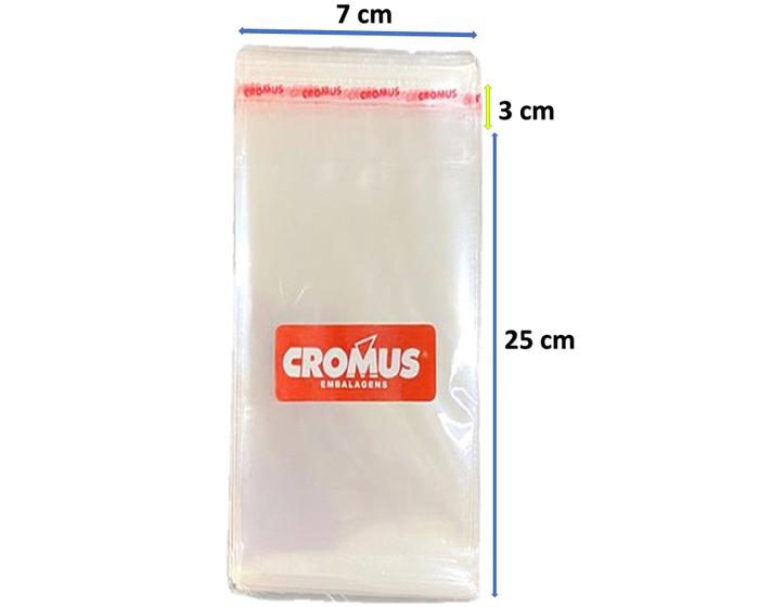 Imagem de Saco Adesivado Saquinho Cromus 7x25 Transparente 1000 Un..