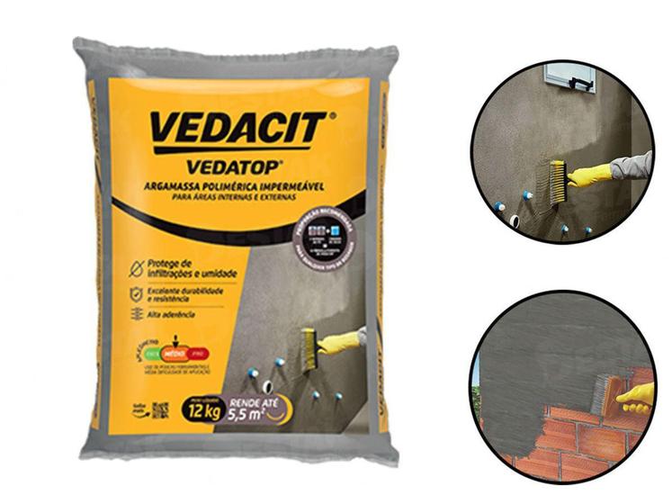 Saco Argamassa Polimérica Impermeável 12kg Vedacit Vedatop Para Pintura ...