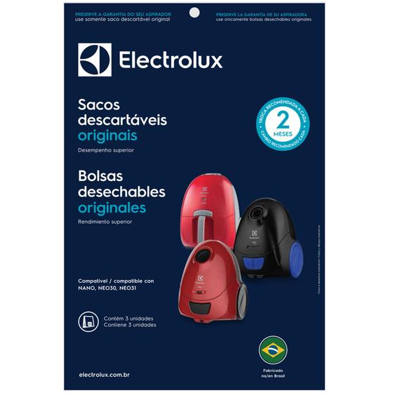 Imagem de Saco Aspirador de Pó Electrolux NANO / NEO30/NEO31- SBENA Descartável com 3 Unidades