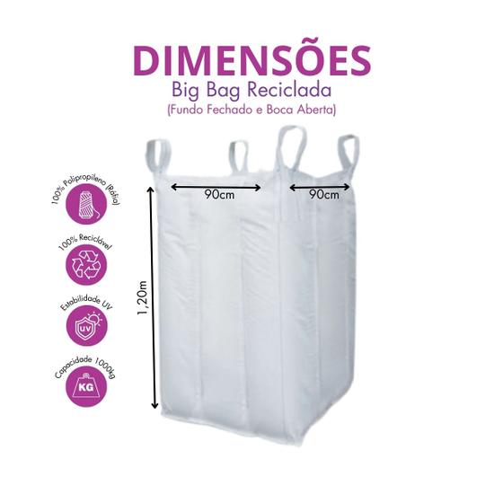 Saco Big Bag Rafia Sacola Para Ensacar Reciclagem - Entulho - Poda Jardinagem e Construção 1000kg 1m³ - NoBrand