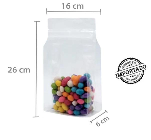 Imagem de Saco Box Pouch Transparente Com Zip 16X26+8cm