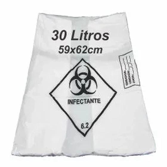 Imagem de Saco Branco para Lixo Infectante 30 Litros com 100 Unidades