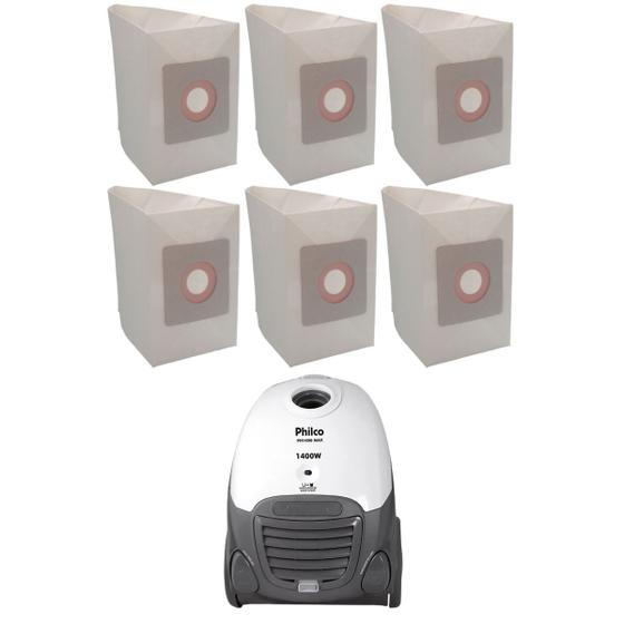 Imagem de Saco Coletor De Pó P/ Aspirador Philco Ph1400 Max - Kit c/06 Refil Compatível Descartável
